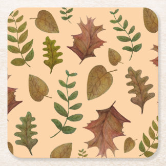 Autumn leaves square paper coaster