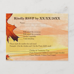 Autumn Leaves Swirl Colour RSVP and Menu Postcard