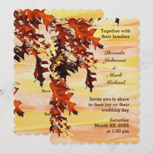 Autumn Leaves Swirl Colour Wedding Invitation