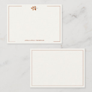 Autumn Leaves Terracotta Elegant Wedding Couple Card