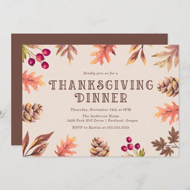 Autumn Leaves | Thanksgiving Dinner Invitation (Front/Back)