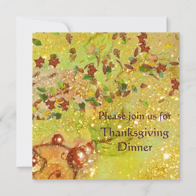 AUTUMN LEAVES Thanksgiving Dinner Invitation (Front)