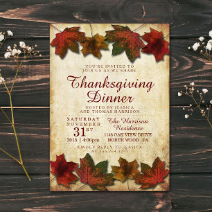Autumn Leaves Thanksgiving Dinner Invitation