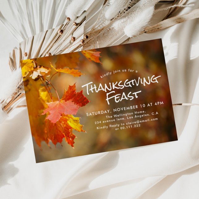 autumn leaves thanksgiving feast invitation (Creator Uploaded)
