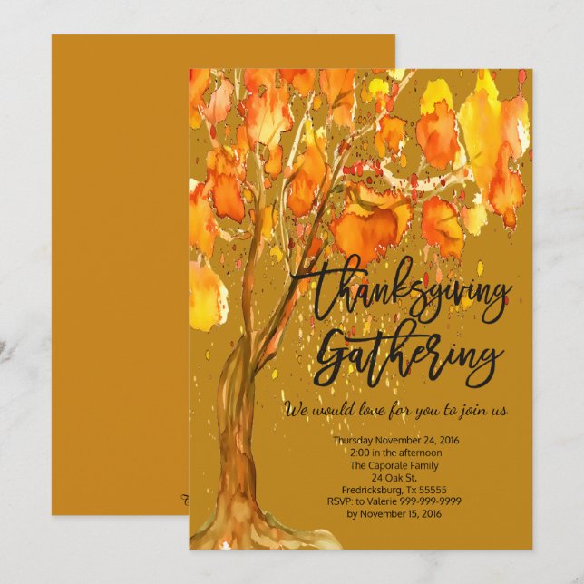 AUTUMN LEAVES THANKSGIVING GATHERING INVITATION (Front/Back)