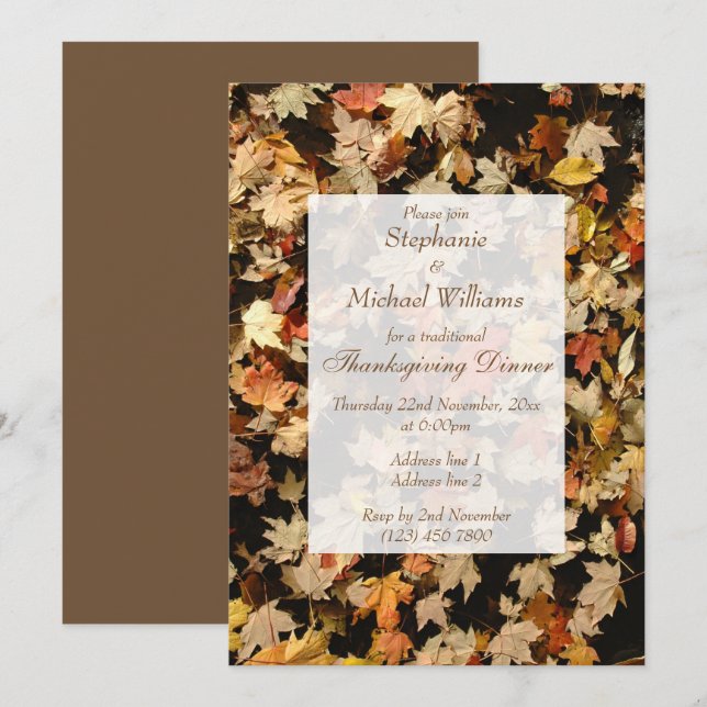 Autumn Leaves Thanksgiving Invitation (Front/Back)