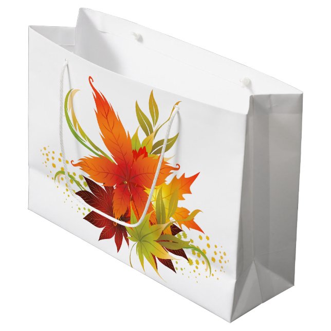 Autumn Leaves Thanksgiving Large Gift Bag (Front Angled)