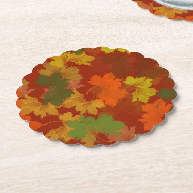 Autumn Leaves Thanksgiving Paper Coaster (Angled)