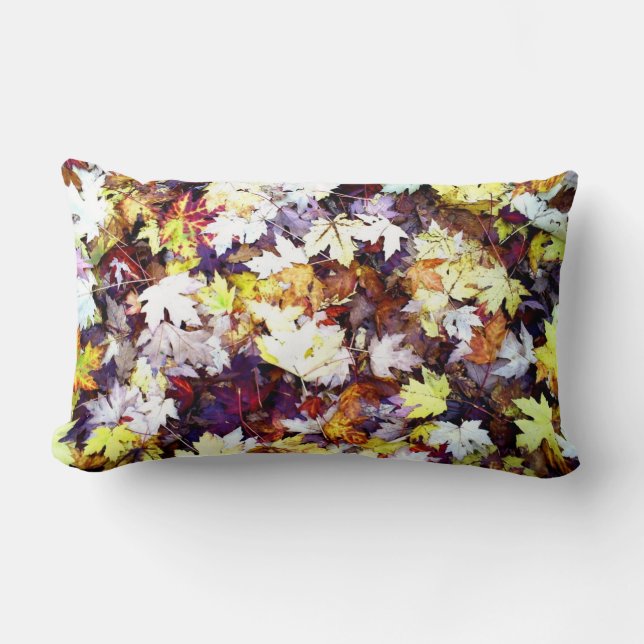 Autumn leaves throw pillow | fall scene (Front)