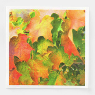 Autumn Leaves Turning Fall Colours Orange Gold Red Napkin