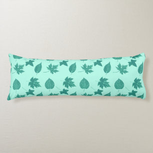 Autumn leaves - turquoise and aqua body cushion