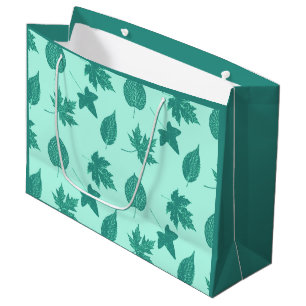 Autumn leaves - turquoise and aqua large gift bag