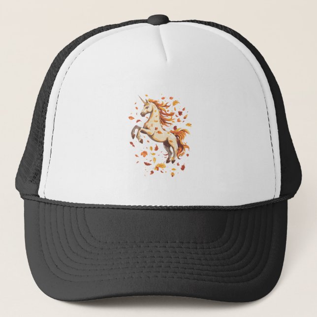Autumn Leaves Unicorn (1) Trucker Hat (Front)