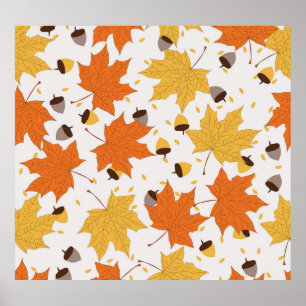 Autumn leaves, vintage seamless design. poster