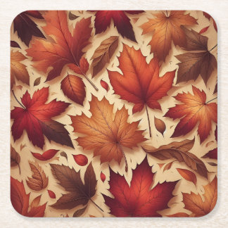 Autumn Leaves Wall Art Square Paper Coaster