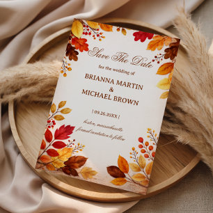 Autumn Leaves Warm Botanical Save The Date