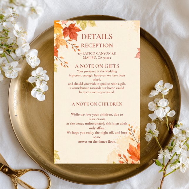 Autumn Leaves Warm Elegant Enclosure Card (Creator Uploaded)