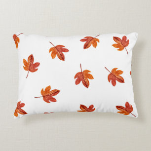 Autumn Leaves Watercolor Hand Drawn Decorative Cushion