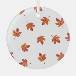 Autumn Leaves Watercolor Hand Drawn Glass Tree Decoration