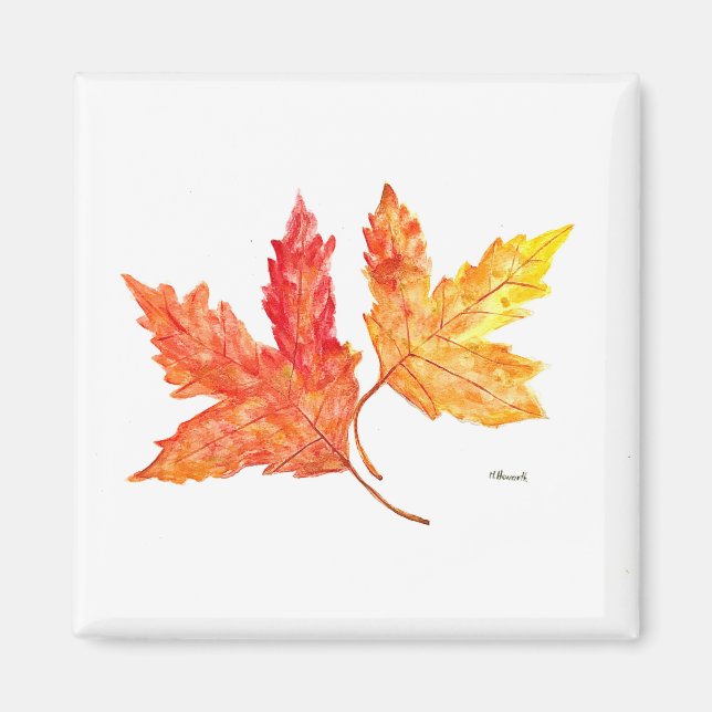 Autumn leaves watercolor magnet (Front)