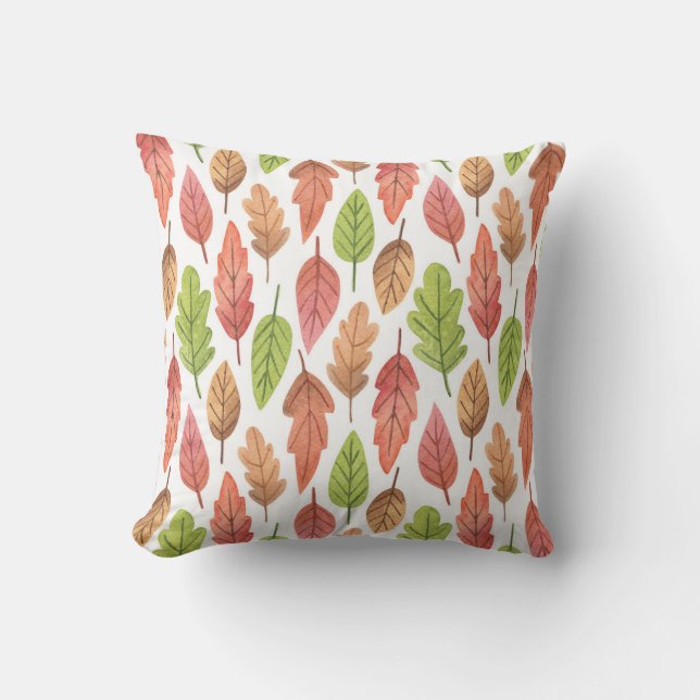 Autumn Leaves Watercolor: Nature Pattern. Cushion (Front)