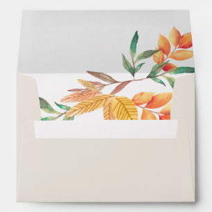 Autumn Leaves Watercolor Orange Yellow Envelope