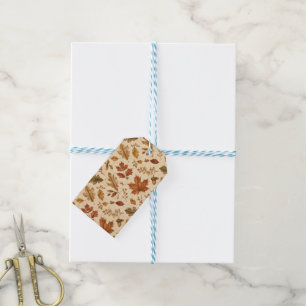 Autumn Leaves Watercolor Pattern Gift Tags