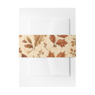 Autumn Leaves Watercolor Pattern Invitation Belly Band