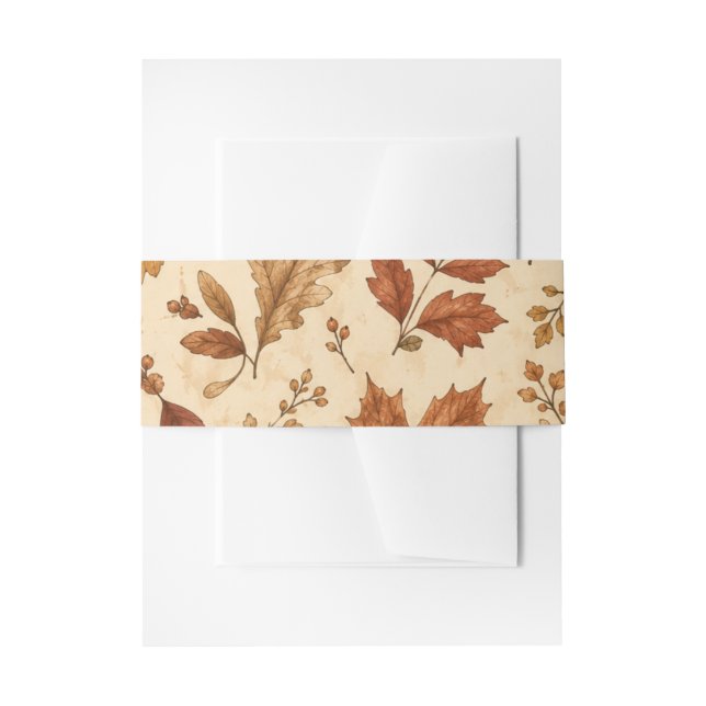 Autumn Leaves Watercolor Pattern  Invitation Belly Band (Front Example)