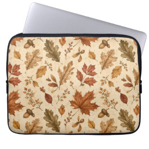 Autumn Leaves Watercolor Pattern Laptop Sleeve