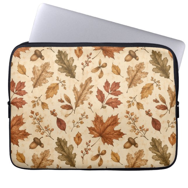 Autumn Leaves Watercolor Pattern  Laptop Sleeve (Front)