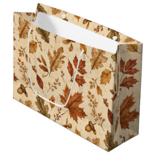 Autumn Leaves Watercolor Pattern Large Gift Bag