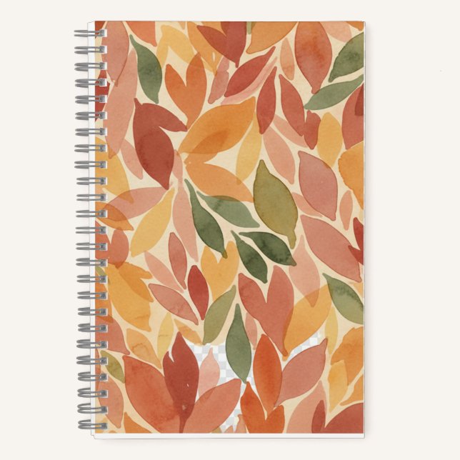 Autumn Leaves Watercolor Pattern Notebook (Front)