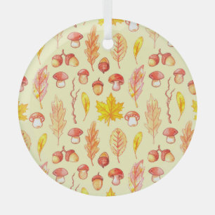 Autumn Leaves: Watercolor Retro Wallpaper Glass Tree Decoration