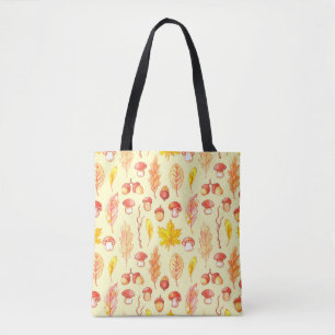 Autumn Leaves: Watercolor Retro Wallpaper Tote Bag