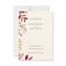 Autumn Leaves Watercolour Wedding Save The Date