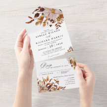 Autumn Leaves Wedding All In One Invitation