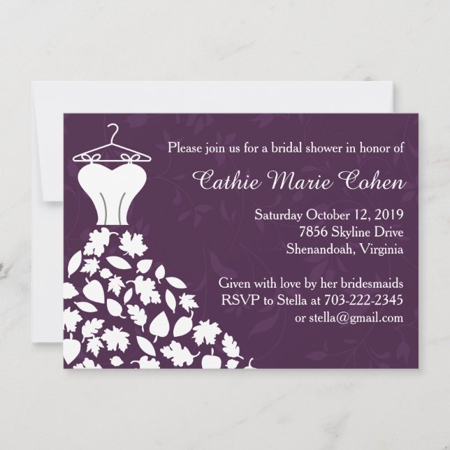 Autumn Leaves Wedding Dress Bridal Shower Invitation (Front)