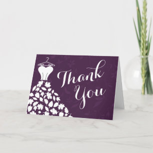 Autumn Leaves Wedding Dress Thank You Card