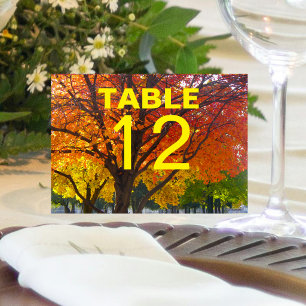 Autumn Leaves Wedding Folded Table Card