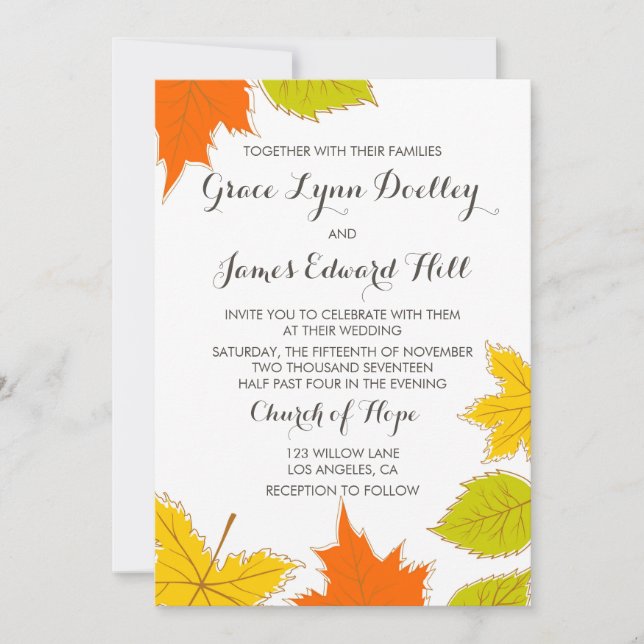 Autumn Leaves Wedding Invitation (Front)