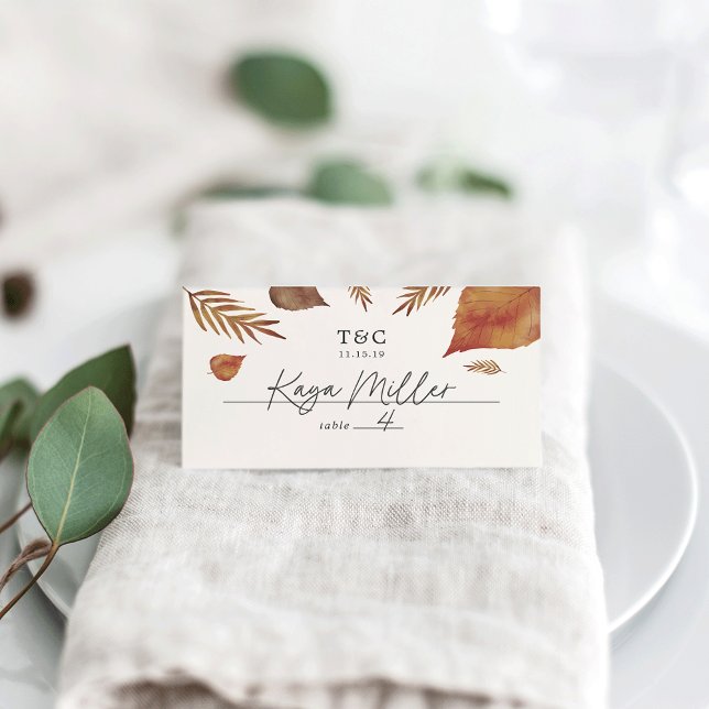 Autumn Leaves Wedding Place Card (Creator Uploaded)