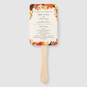Autumn Leaves Wedding Program Hand Fan