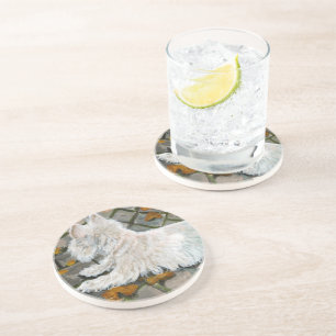 Autumn Leaves Westie on Patio Coaster