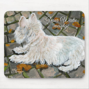 Autumn Leaves Westie on Patio Mouse Pad