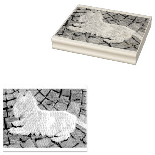 Autumn Leaves Westie on Patio Rubber Stamp