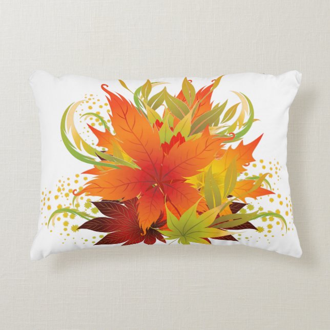Autumn Leaves White Decorative Cushion (Front)