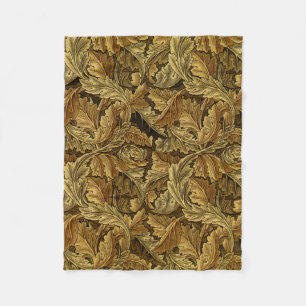 Autumn leaves William Morris vintage pattern Fleece Blanket