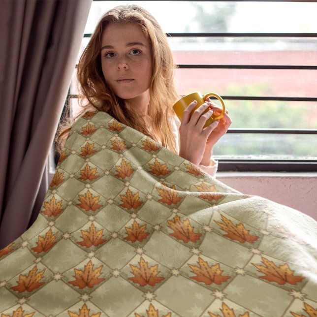 Autumn Leaves with Stars Diamond Pattern Fleece Blanket (Autumn Leaves with Stars Diamond Pattern Fleece Blanket)