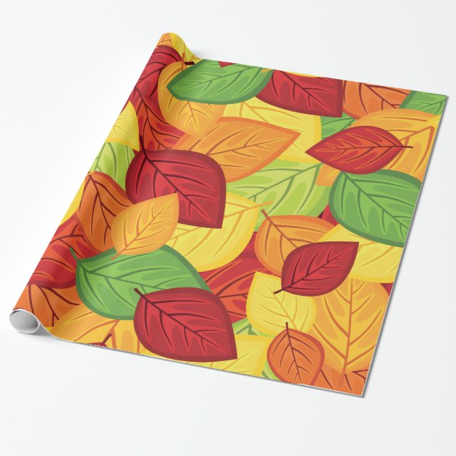 Autumn leaves wrapping paper (Unrolled)